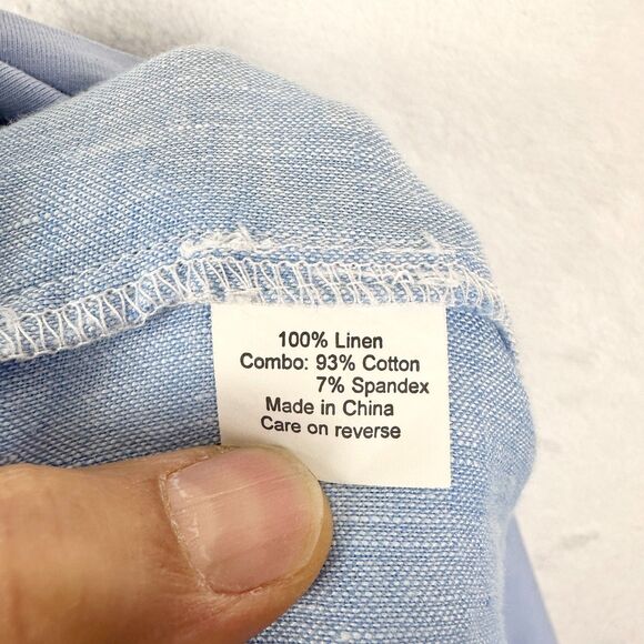 Hiho Marigot Linen Roll Down Pant Size Small Wide Leg Blue Chambray Coastal - Picture 4 of 6